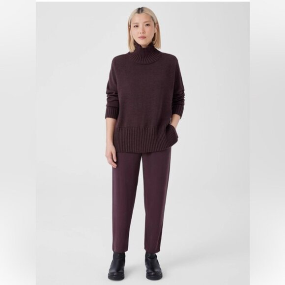 Eileen Fisher Silk Georgette Tapered Pant in Color Cassis - Picture 6 of 8